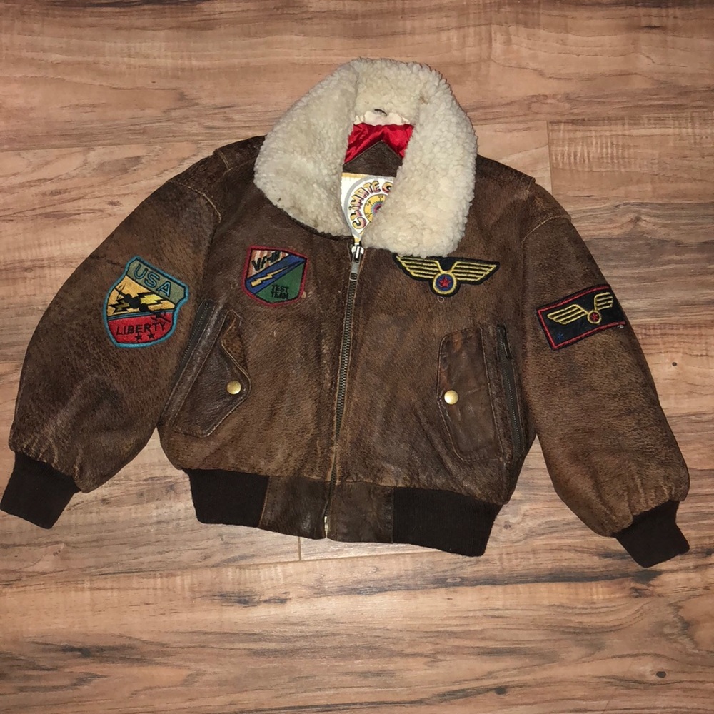 **KIDS VINTAGE 100% GENUINE LEATHER BOMBER JACKET